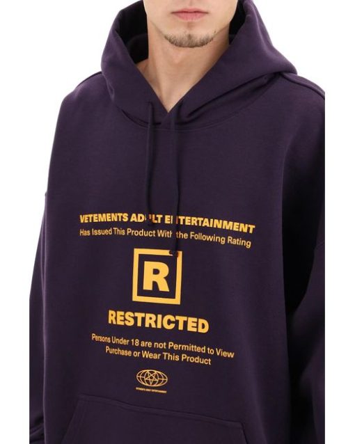 Vetements Men's Blue R-restricted Logo Hoodie