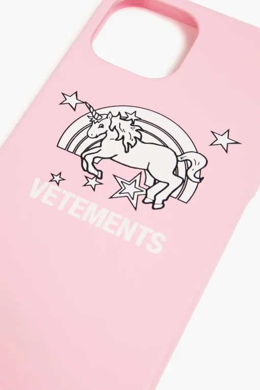 Vetements Women's Pink Printed Faux Leather Phone Case 2