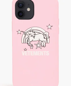 Vetements Women's Pink Printed Faux Leather Phone Case