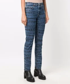 VETEMENTS Barbed Wire Print Slim Print Jeans