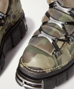 Vetements New Rock Embellished Camouflage-Print Leather Platform Sneakers 2