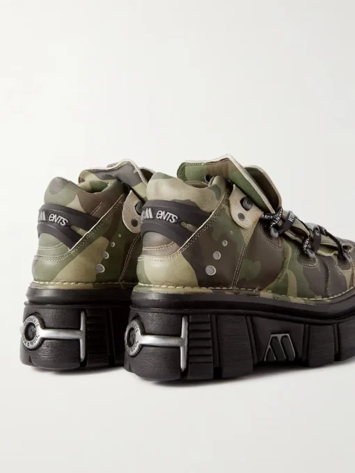 Vetements New Rock Embellished Camouflage-Print Leather Platform Sneakers 5