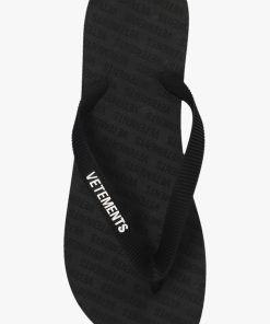 Vetements Slippers Black Flip-Flops With Logo 4