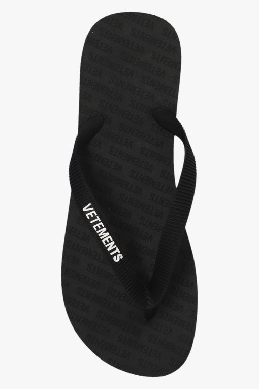 Vetements Slippers Black Flip-Flops With Logo 4