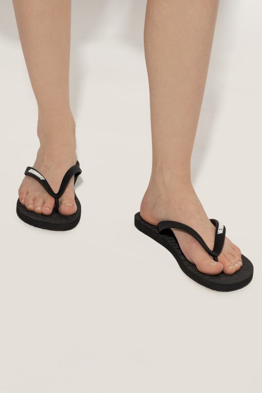 Vetements Slippers Black Flip-Flops With Logo