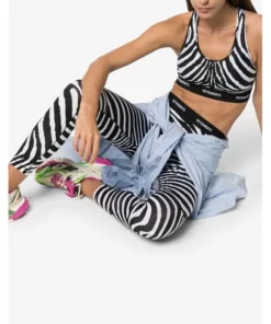 Vetements Women's Black Logo Zebra-Print Leggings 2